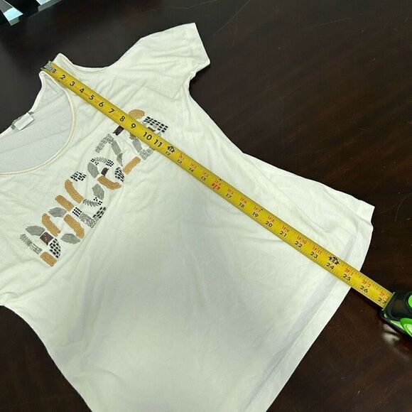 Dolcezza Sequin Logo Scoop Neck Cold Shoulder Top Size Small - Picture 9 of 11